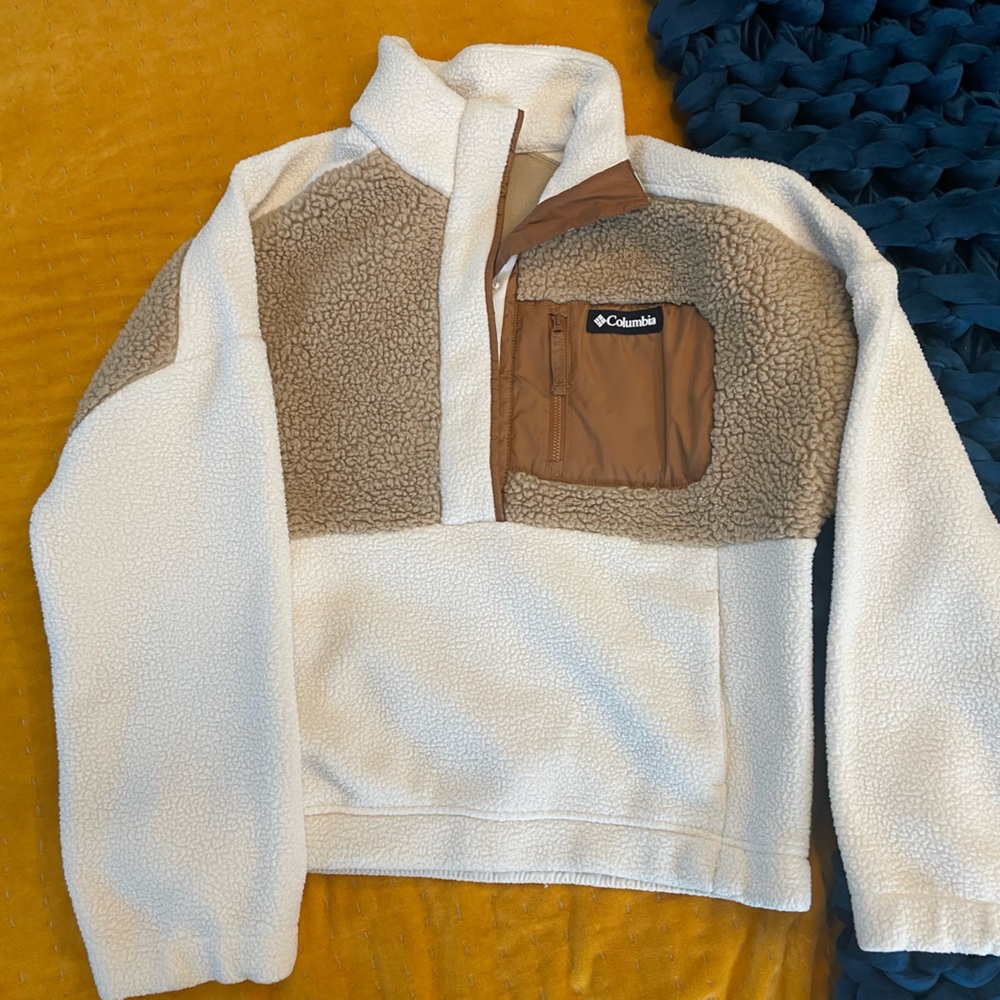 Columbia Half-snap Heavy Fleece Sherpa Sweater Pullover Sweatshirt sz M